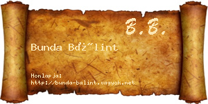 Bunda Bálint névjegykártya